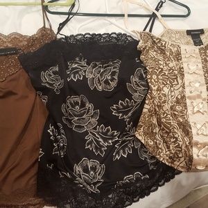 3 silk large, XL silk camesole tops.